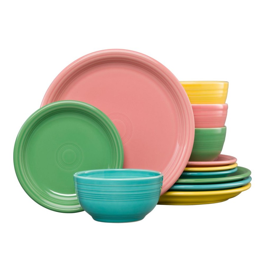 Dinnerware Fiesta | 12Pc Pastel Bistro Dinnerware Set